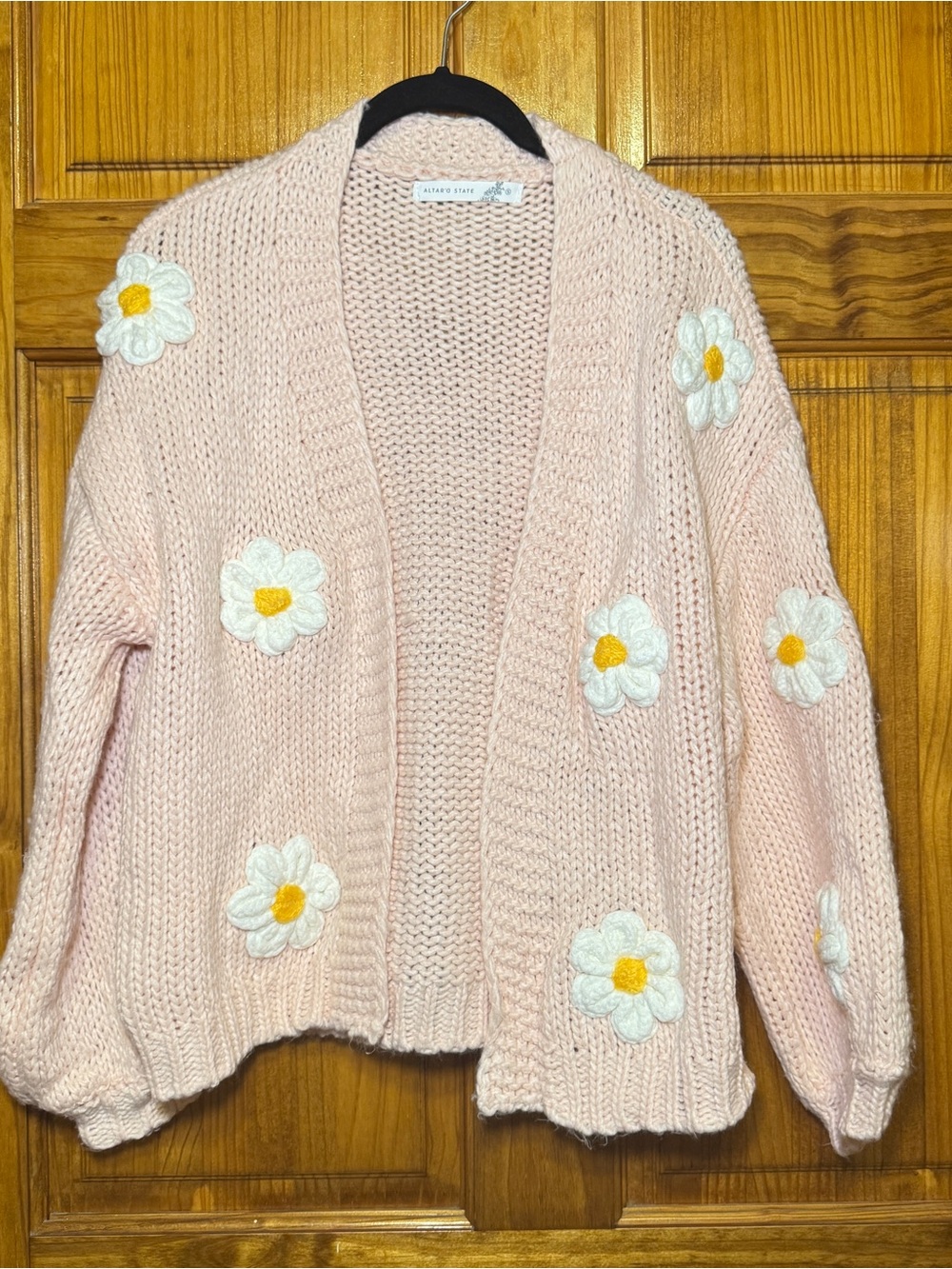Altar'd State Blush Pink Daisy Embroidered Cardigan